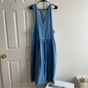 Vintage Denim Cotton Sleeveless midi Dress